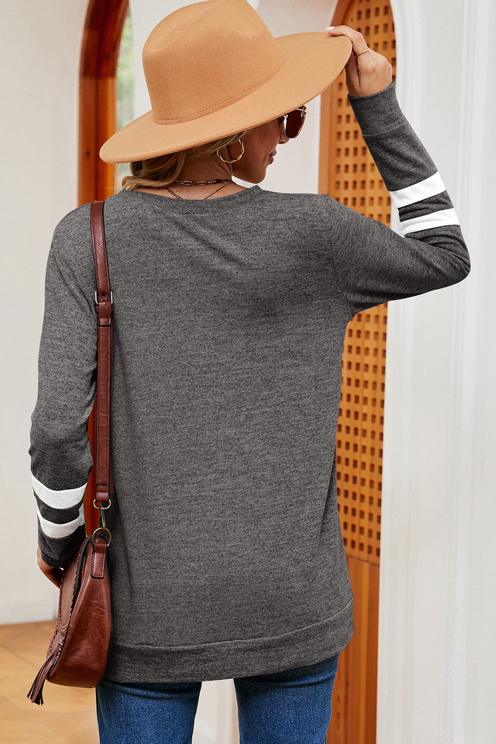 Striped V-Neck Long Sleeve T-Shirt