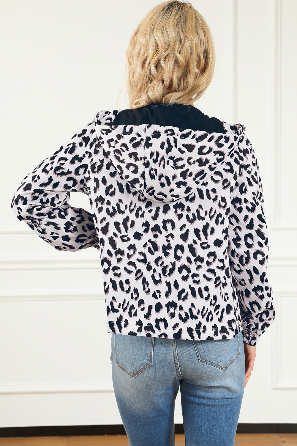 Leopard Zip-Up Hooded Jacket 