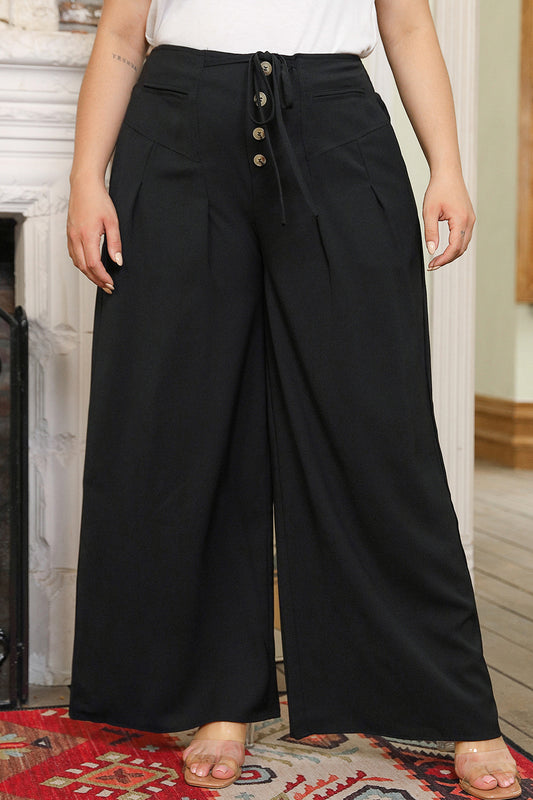 Plus Size Tied Wide Leg Long Pants 