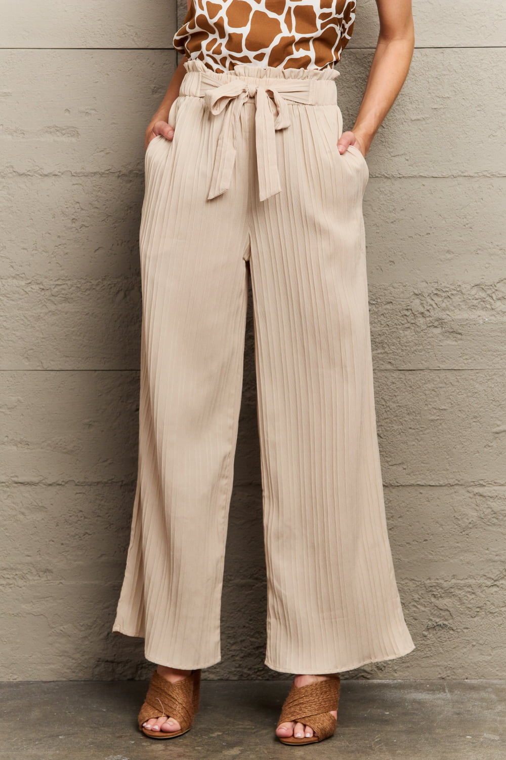 Tie Waist Long Pants - Babbazon