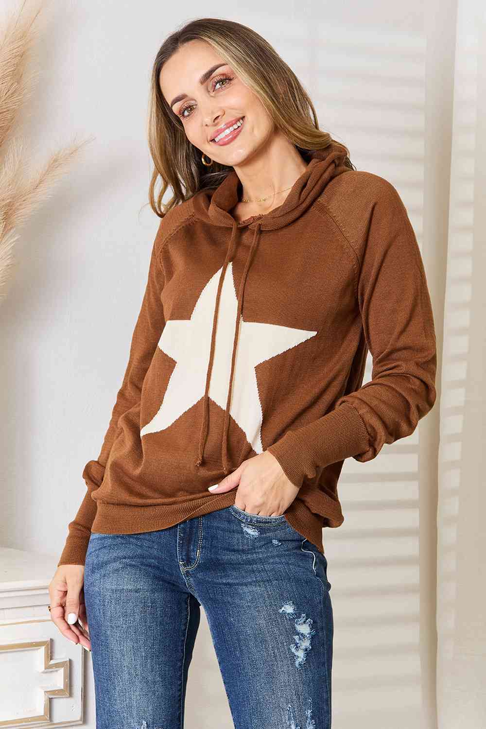 Heimish Full Size Star Graphic Hooded Sweater 