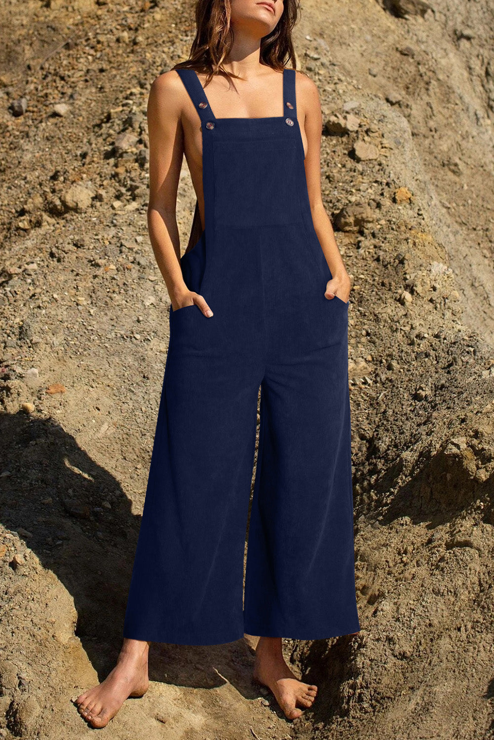 Pocketed Wide Leg Overall - Babbazon jumpsuit