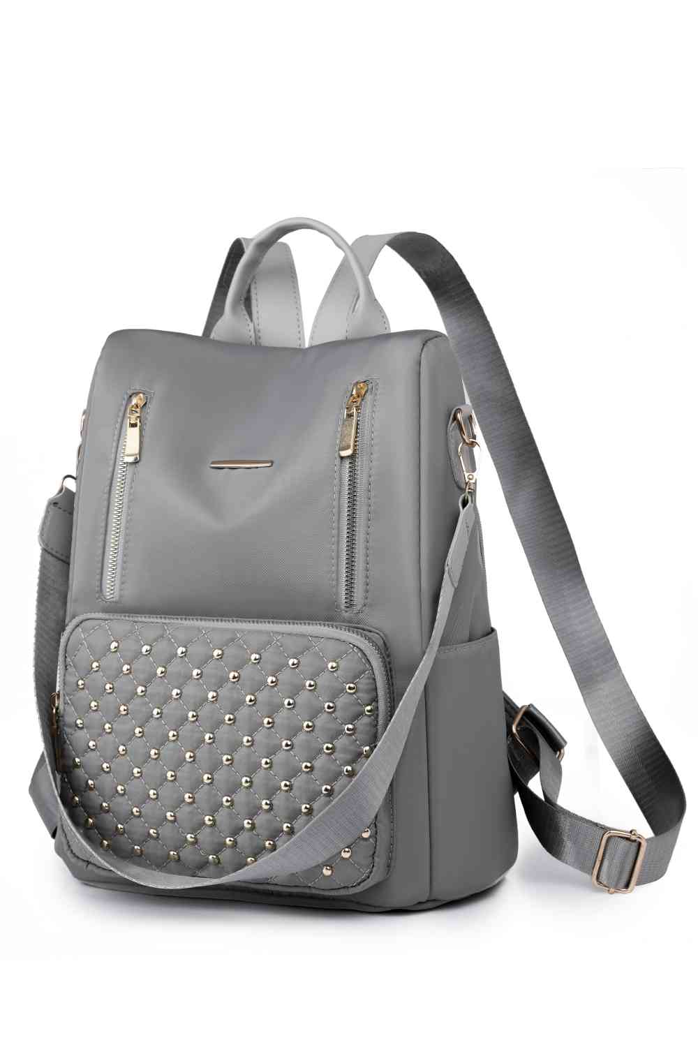 Zipper Pocket Beaded Backpack 