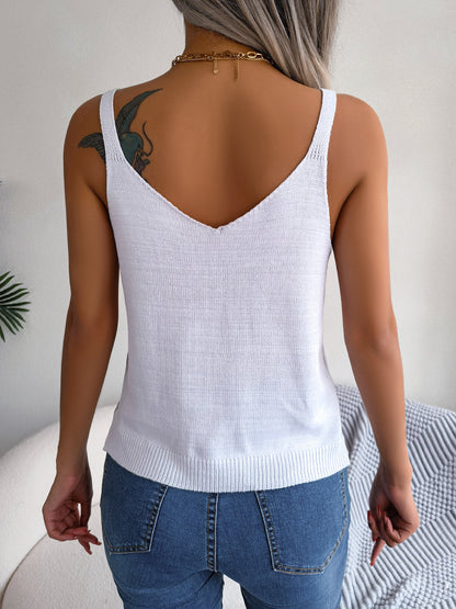 Openwork Scoop Neck Knit Tank Top 