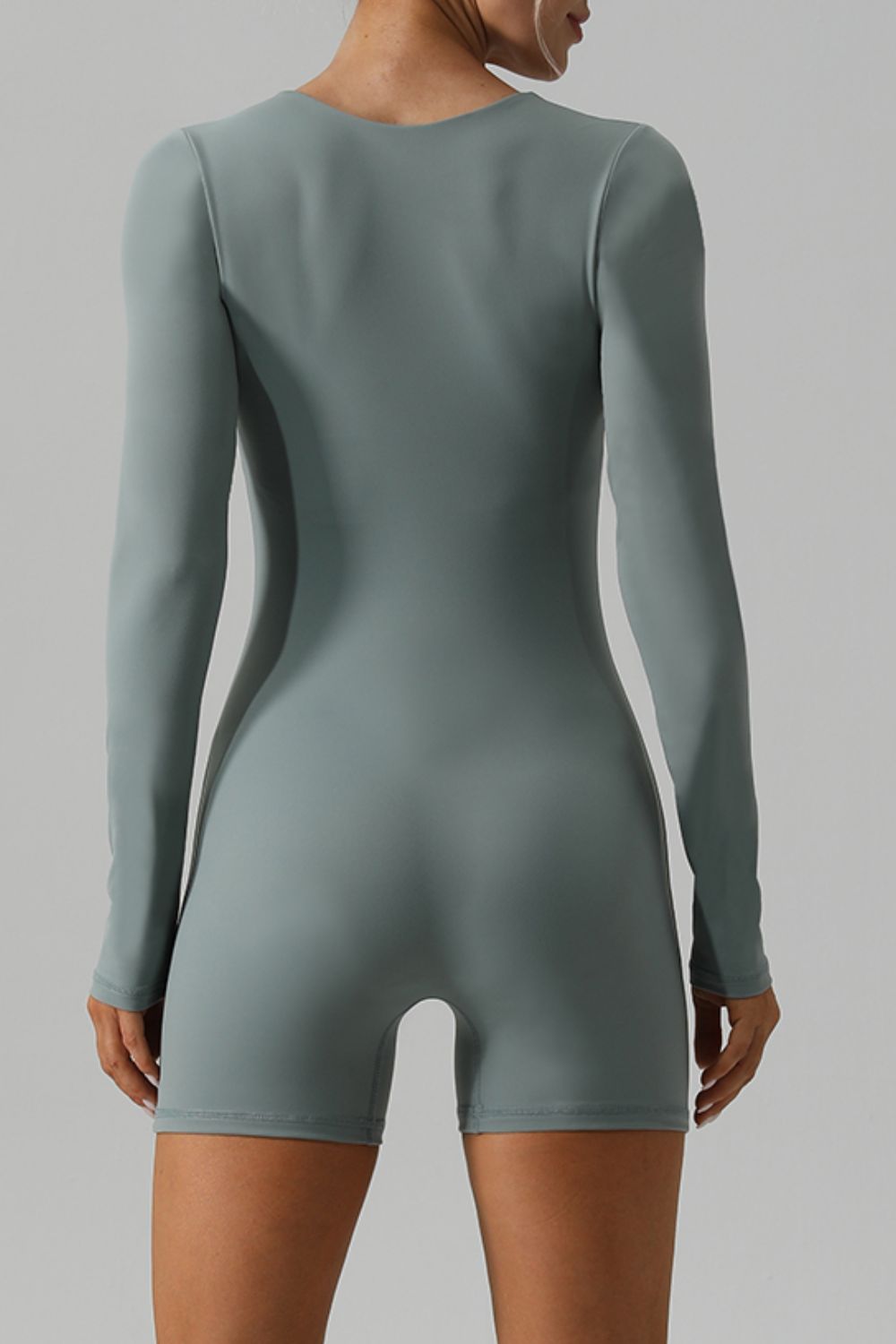 Square Neck Long Sleeve Active Romper 