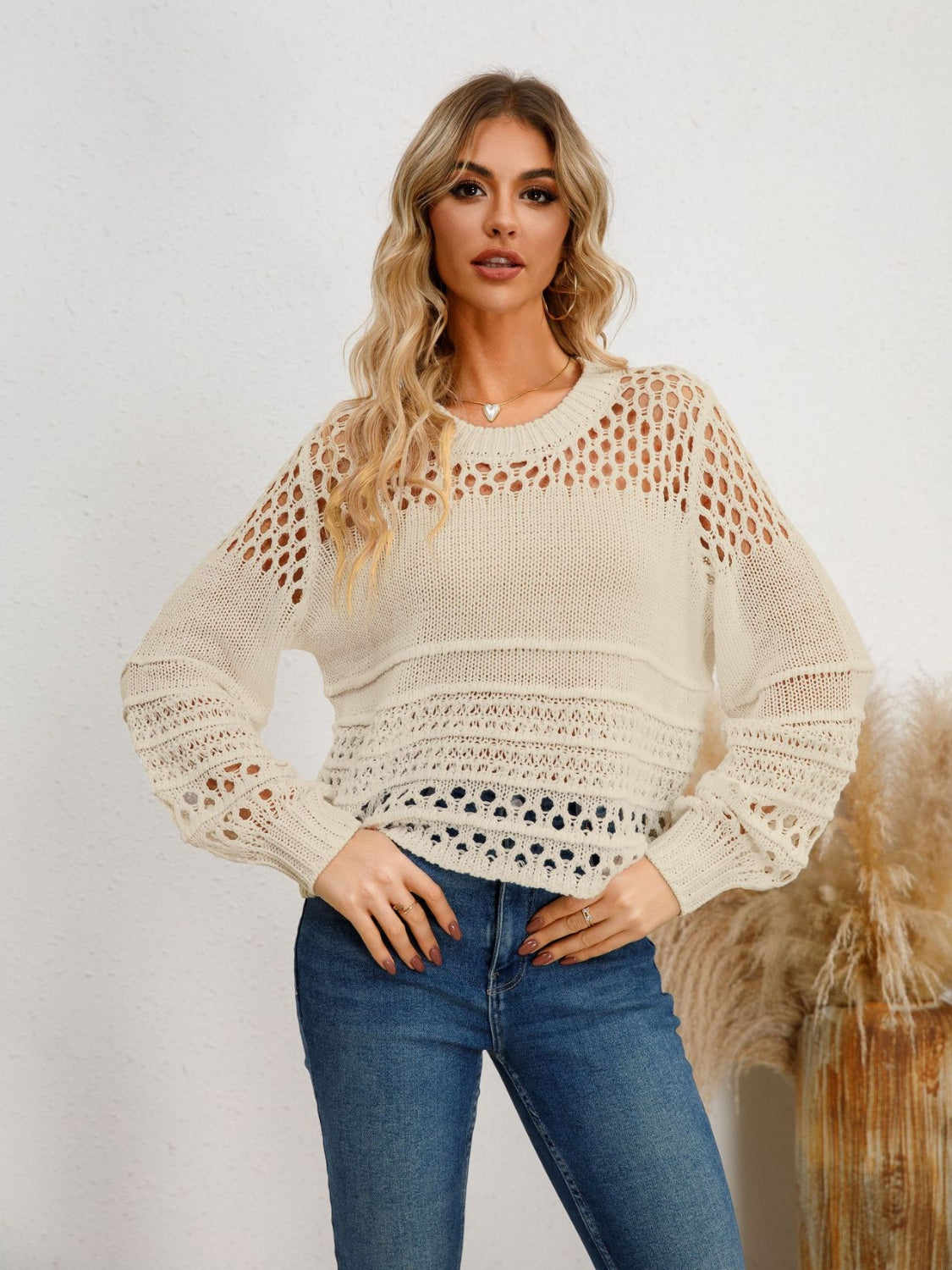 Cutout Round Neck Knit Top 