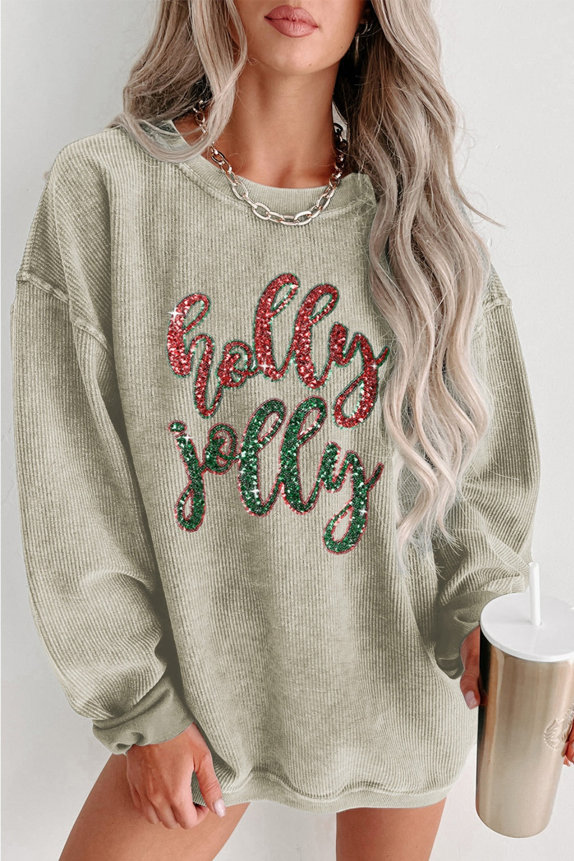 Sequin Round Neck Sweatshirt 