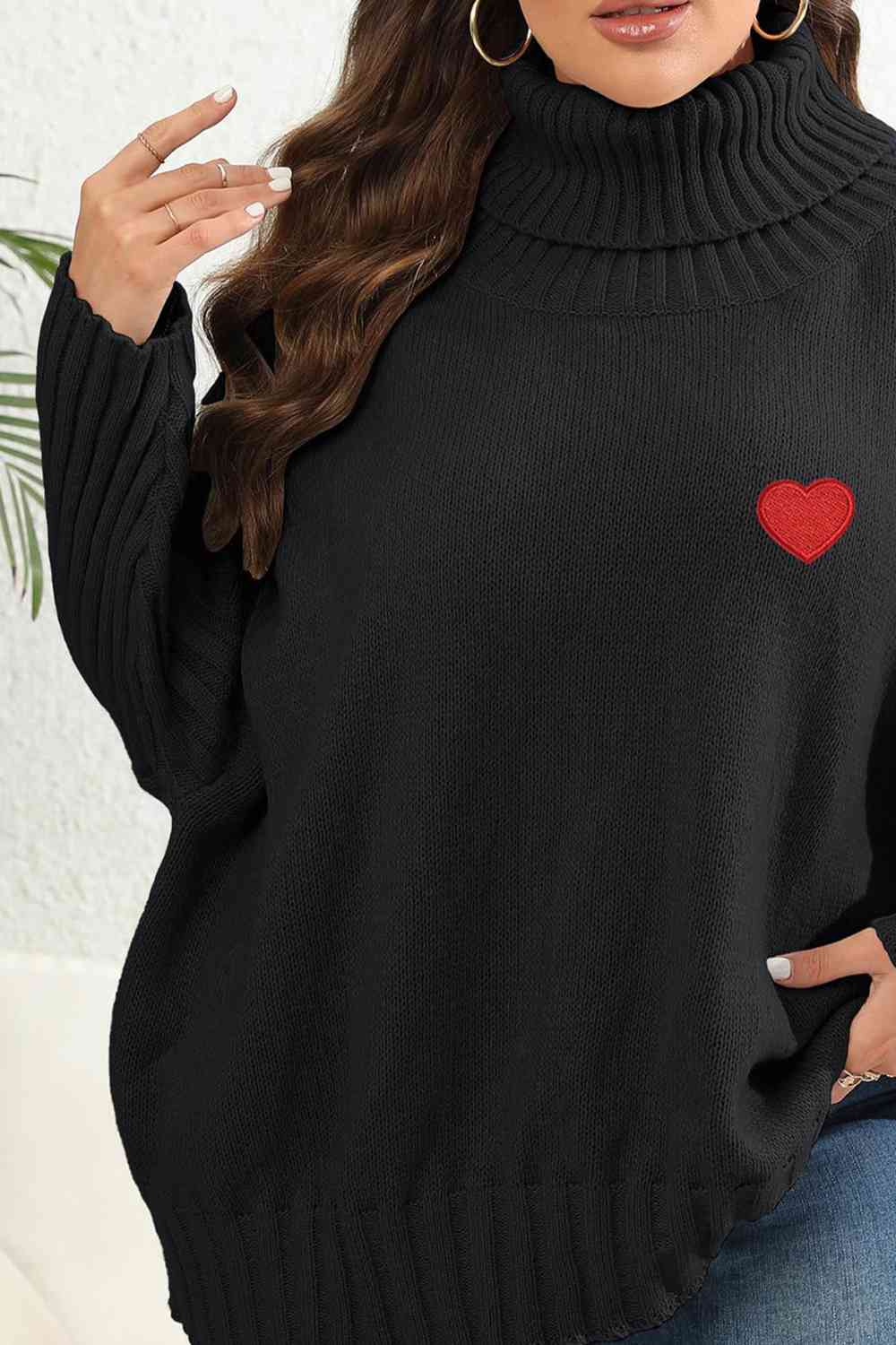 Plus Size Turtle Neck Long Sleeve Sweater 