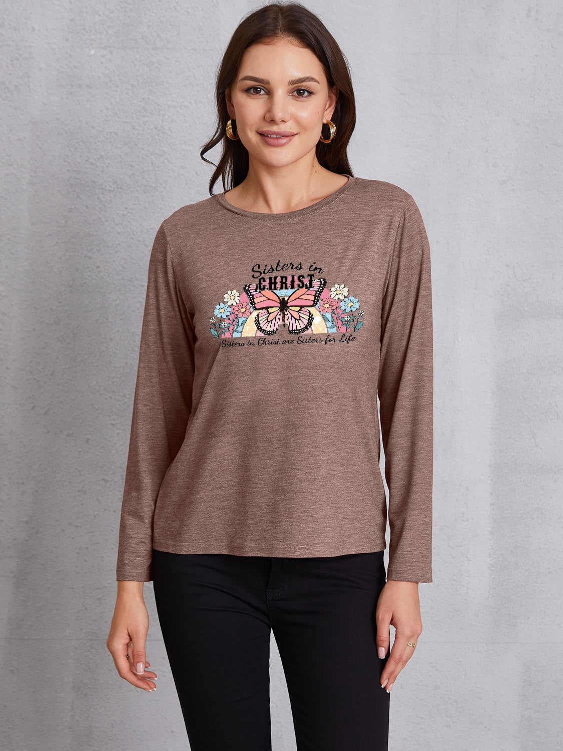 Graphic Round Neck Long Sleeve T-Shirt 