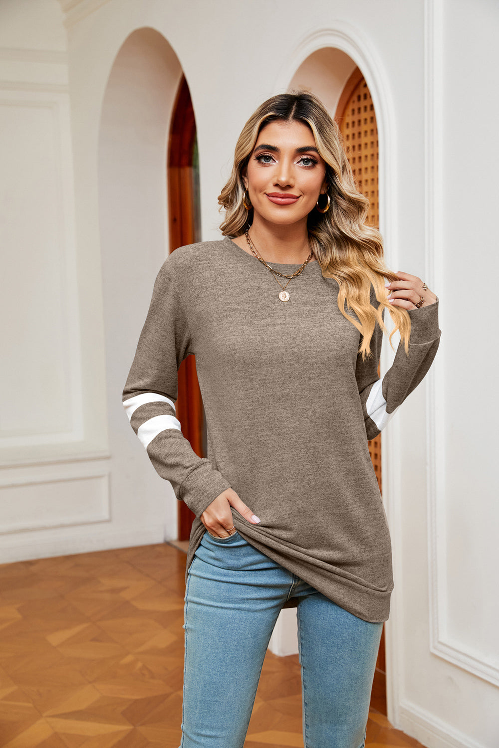 Round Neck Long Sleeve Top 