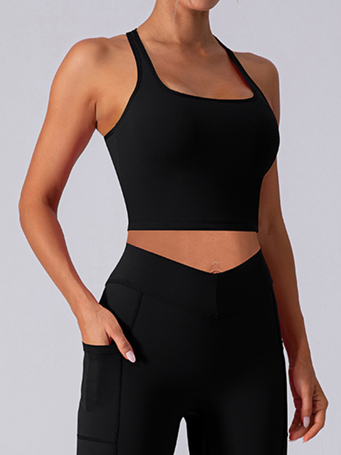 Square Neck Racerback Cropped Tank 