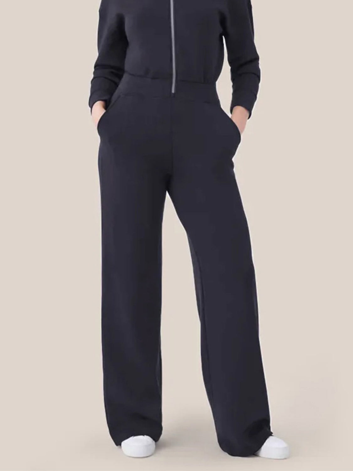 Zip Up Long Sleeve Jumpsuit with Pockets