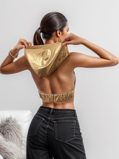 Backless Hooded Cropped Tank 