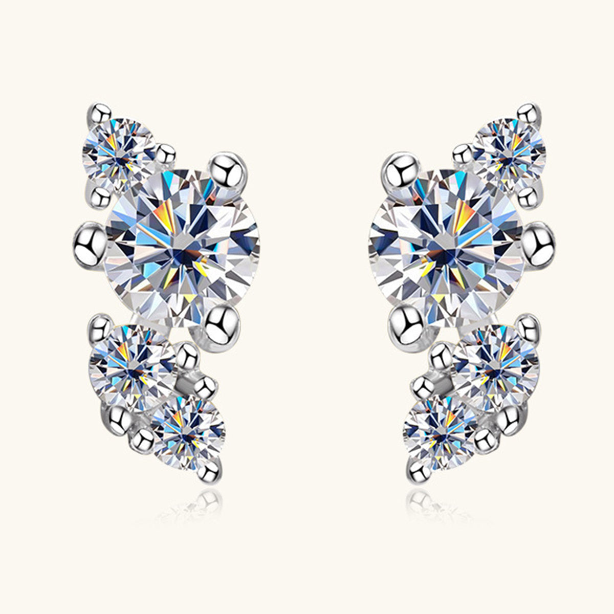 925 Sterling Silver Moissanite Stud Earrings 