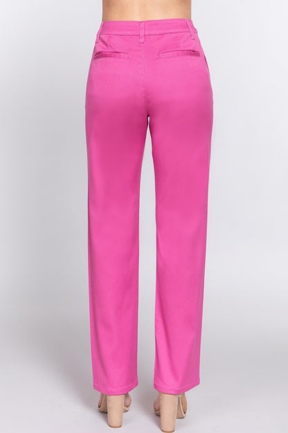 ACTIVE BASIC High Waist Straight Twill Pants 