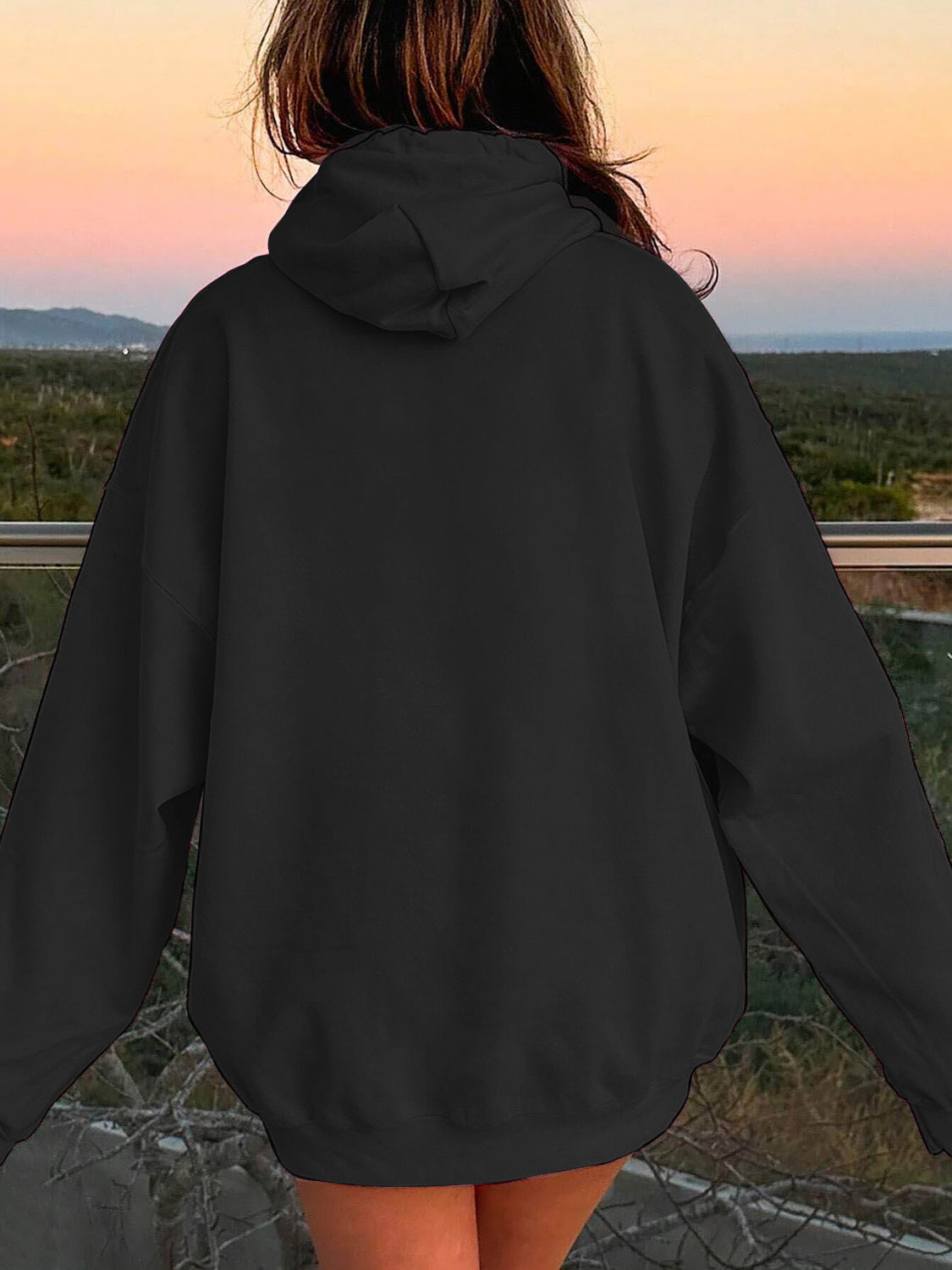 Drawstring Dropped Shoulder Hoodie 