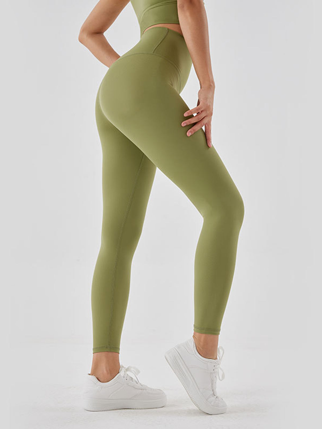 Wide Waistband Sports Leggings - Babbazon leggings