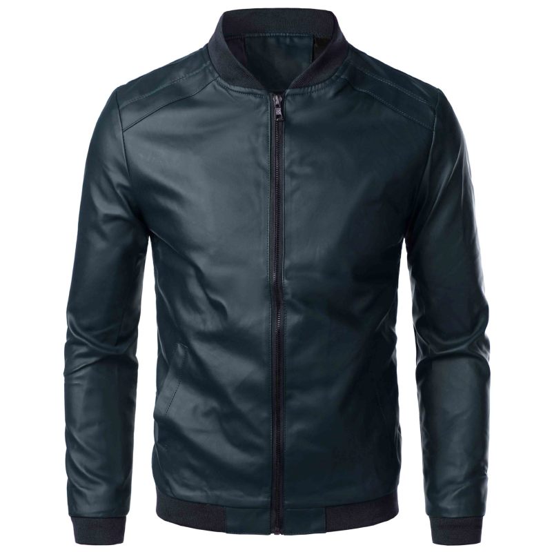 Men's Leather Jacket Spring Autumn Casual Lightweight Zip Jacket Softshell Jacket 