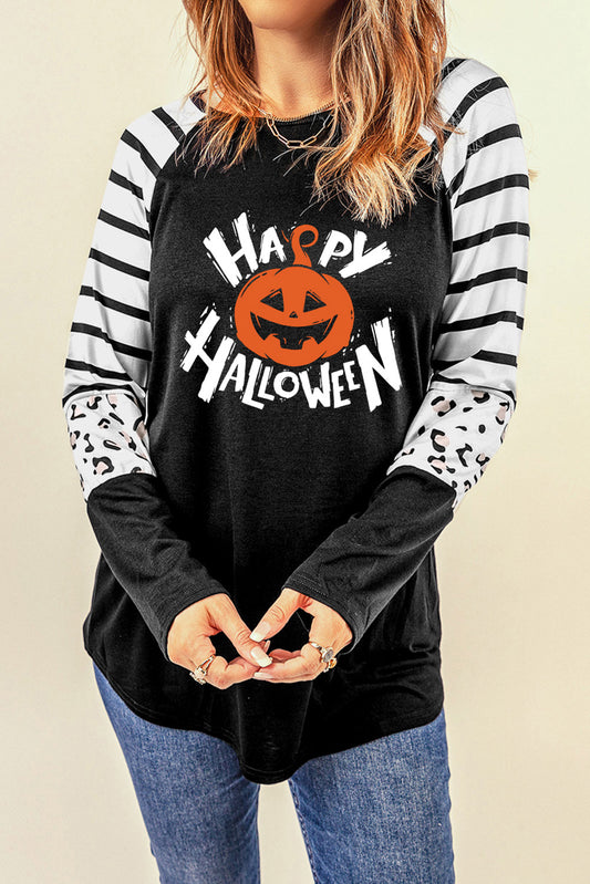 HAPPY HALLOWEEN Graphic Long Sleeve T-Shirt - Babbazon Tops