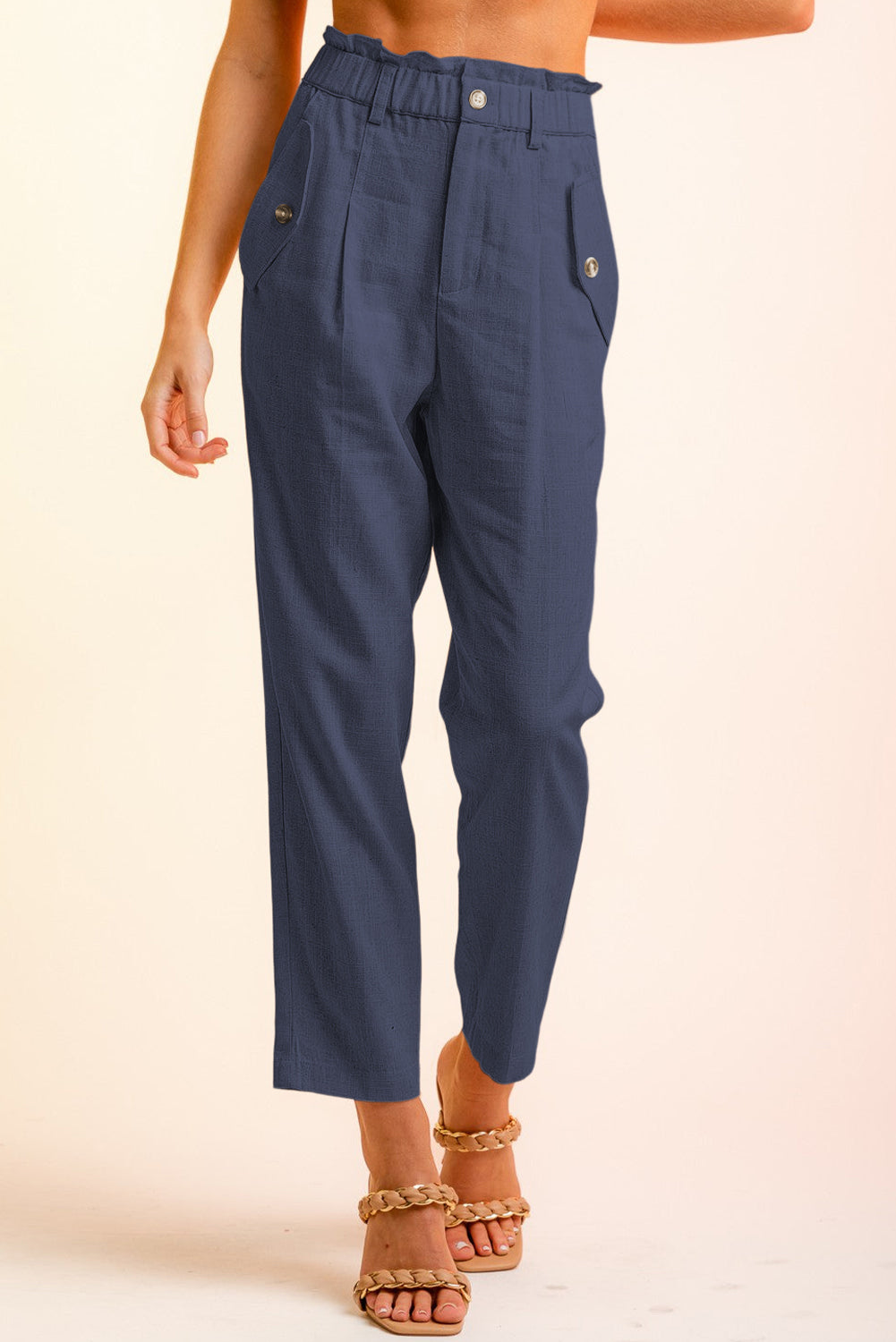 Side Button Long Pants - Babbazon