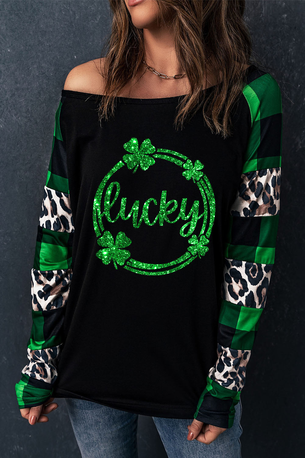 LUCKY Plaid Round Neck T-Shirt 