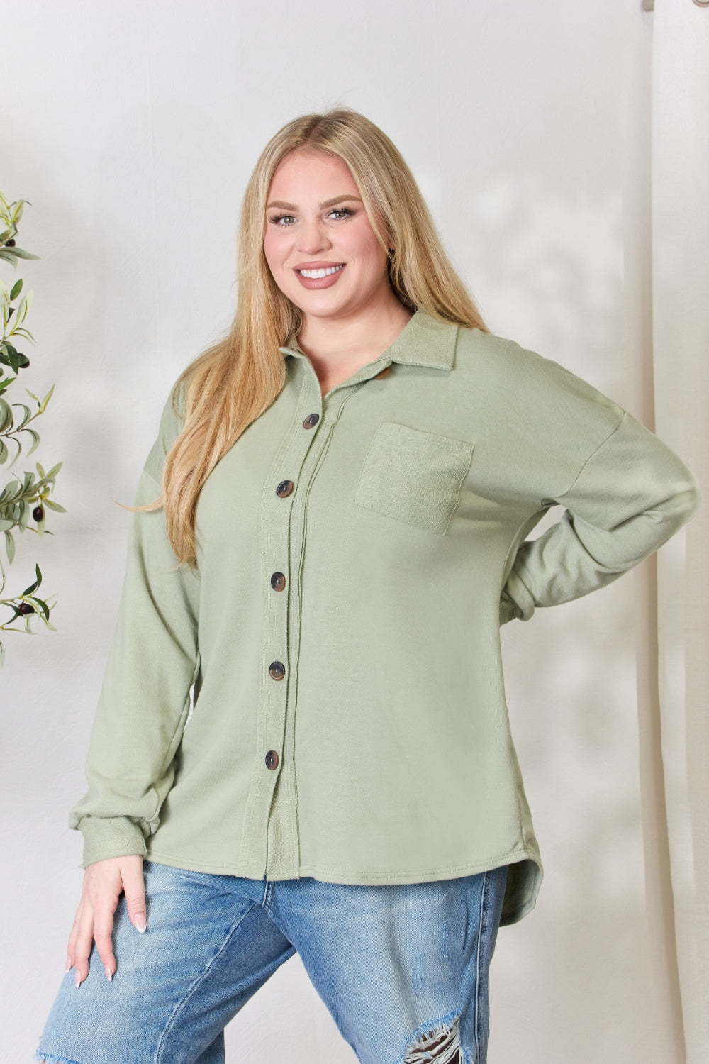 Heimish Full Size Button Down Long Sleeve Shirt 