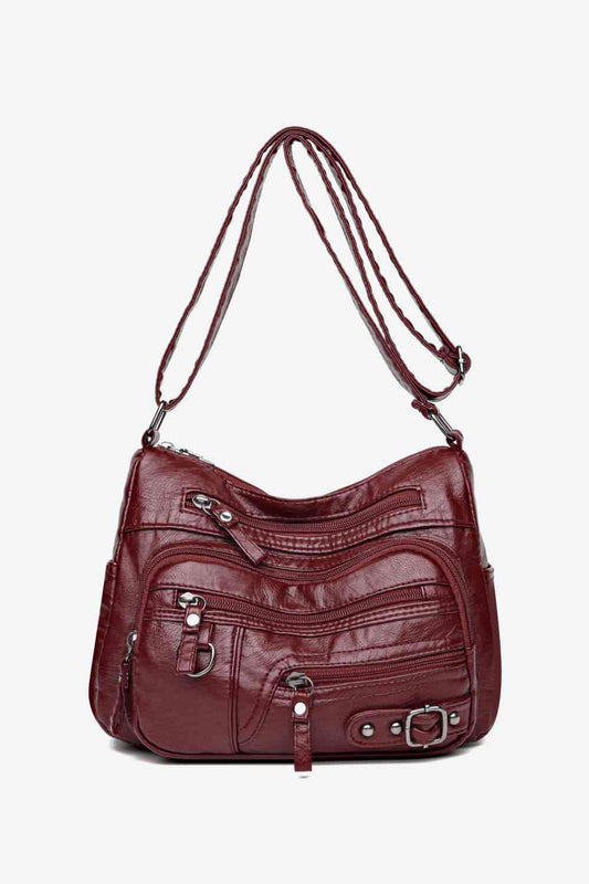 Multi-Pocket PU Leather Crossbody Bag 