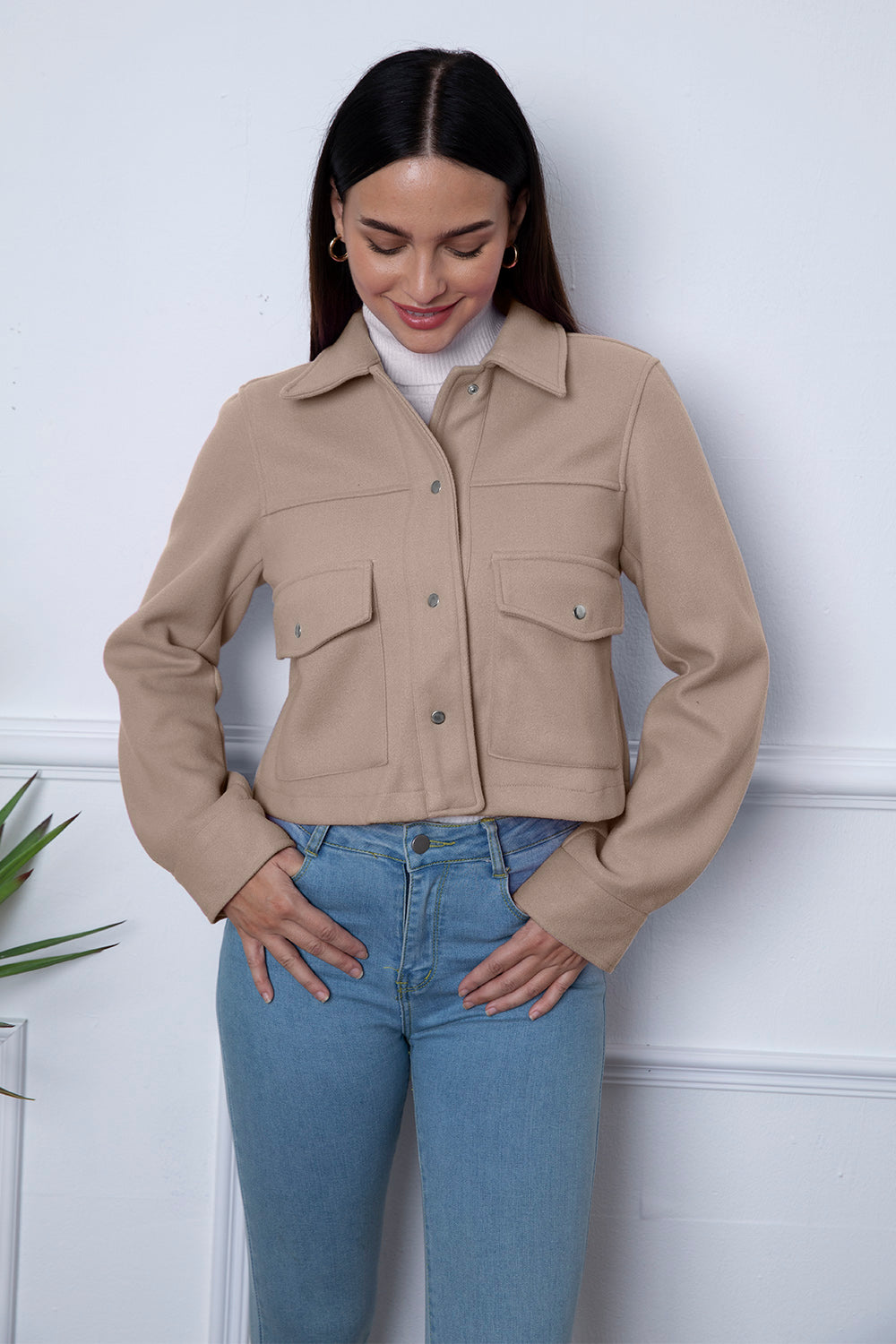 Snap Down Collared Neck Jacket 