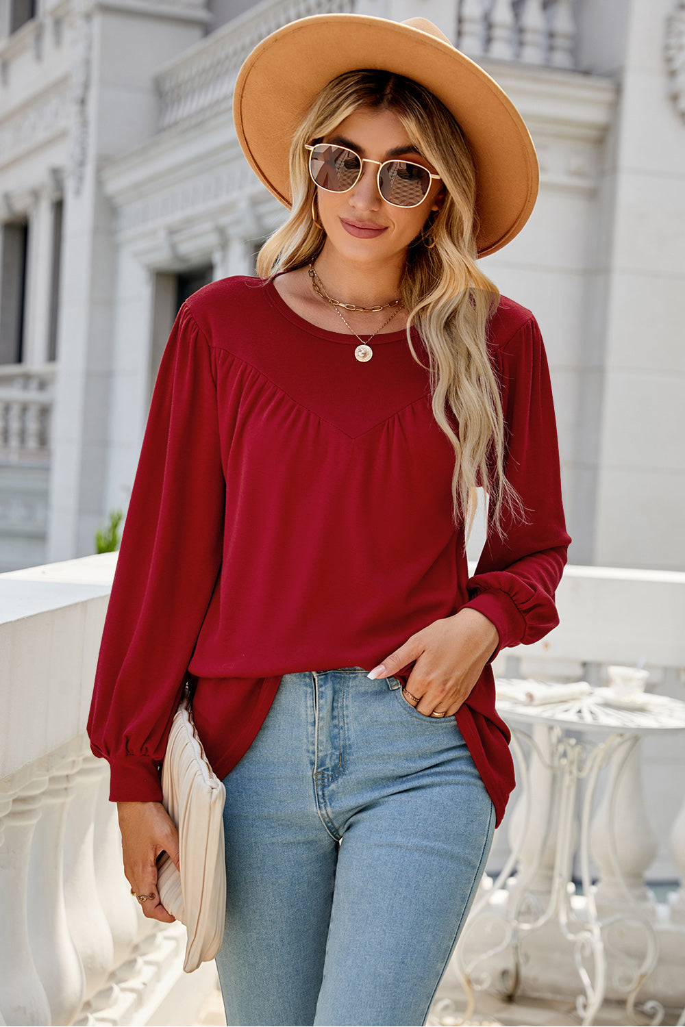 Round Neck Long Sleeve Top 