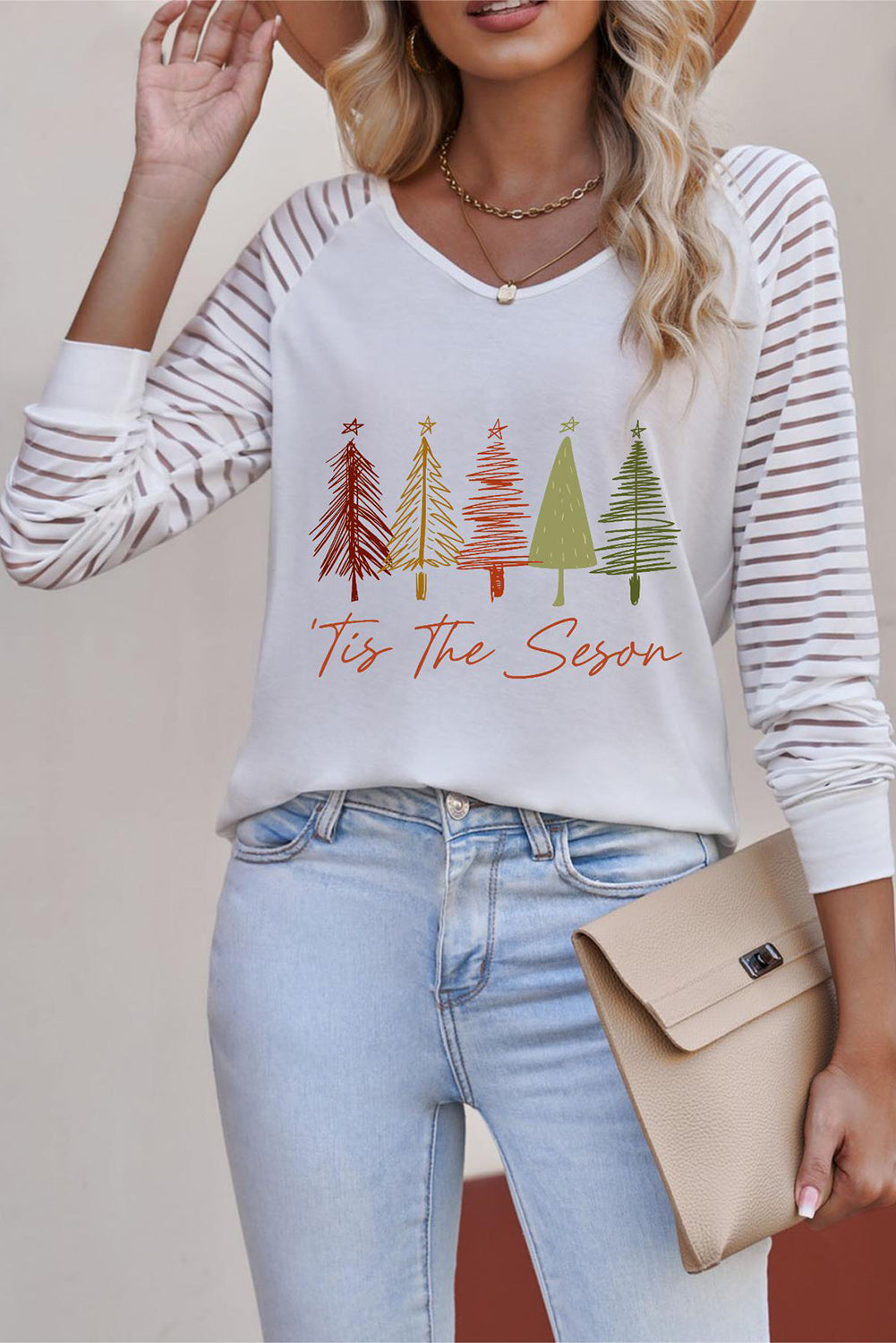 Graphic Striped Long Sleeve T-Shirt 