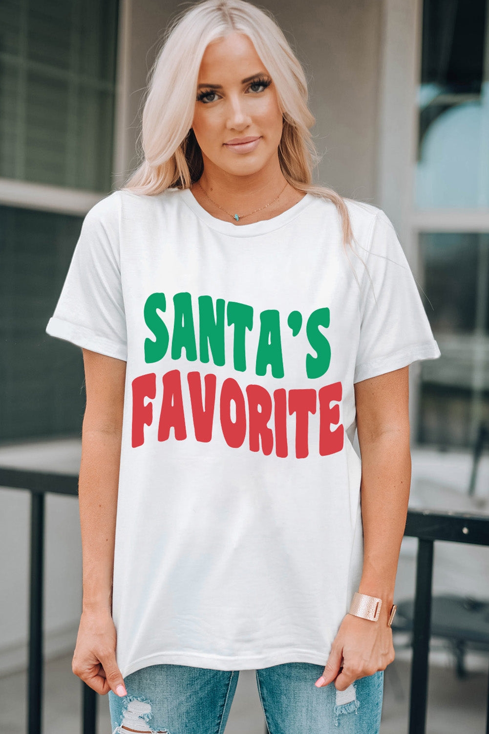 SANTA'S FAVORITE Short Sleeve T-Shirt - Babbazon Tops