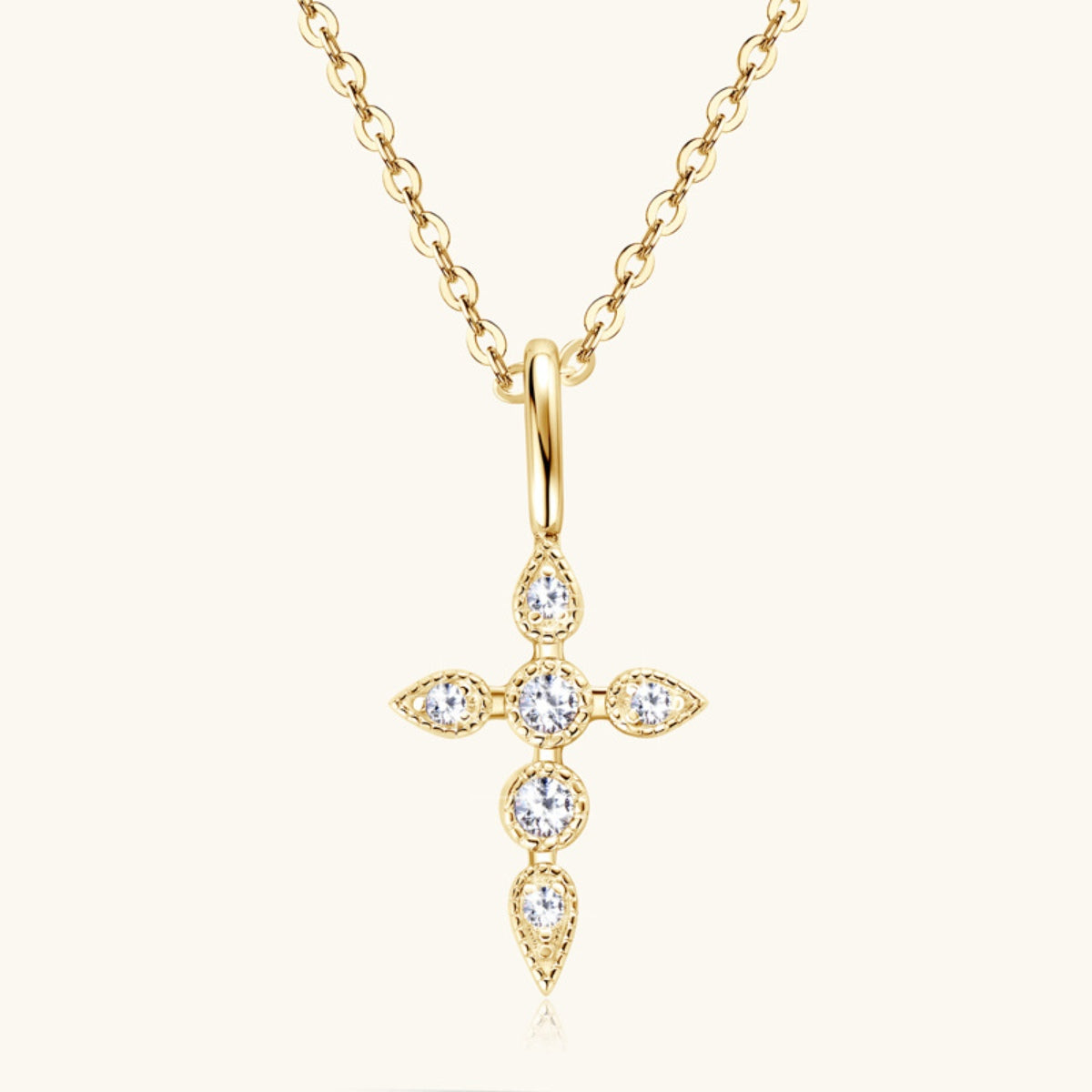 925 Sterling Silver Moissanite Cross Pendant Necklace 