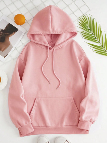 Drawstring Dropped Shoulder Hoodie 