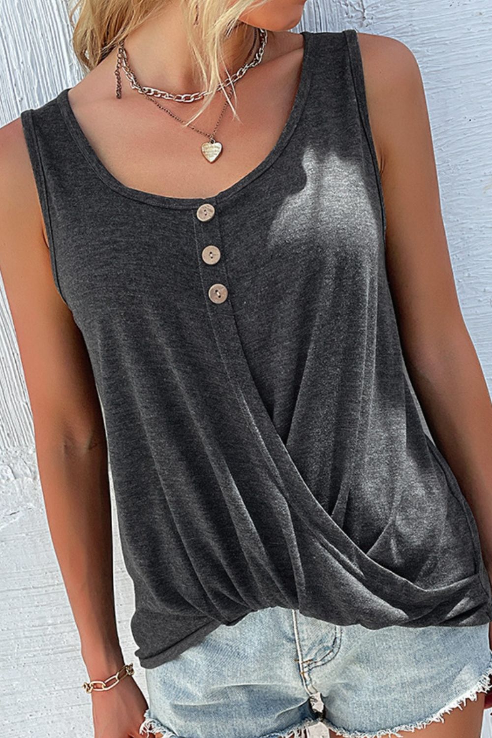 Scoop Neck Wide Strap Tank 