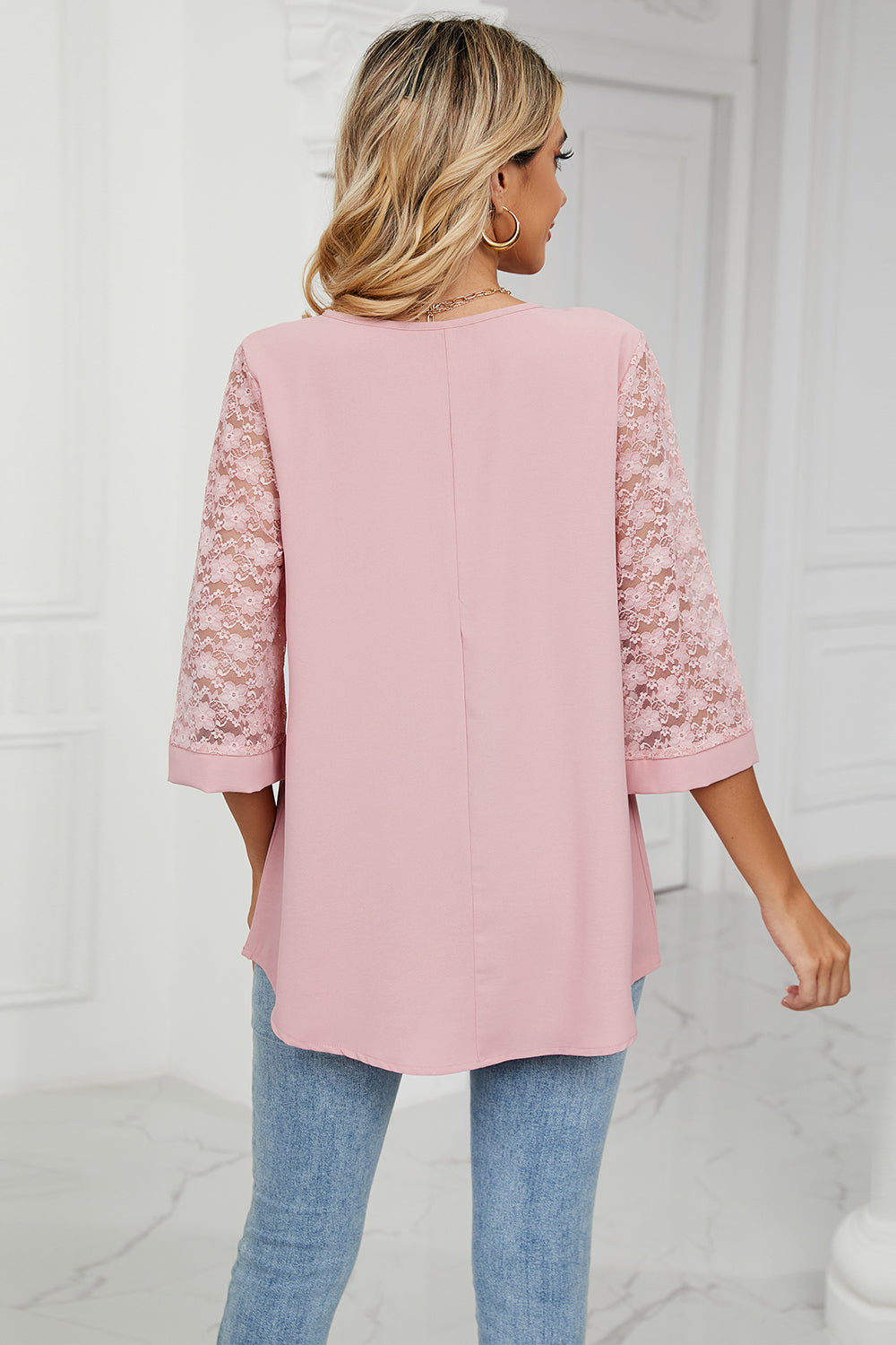 V-Neck Three-Quarter Sleeve Top 