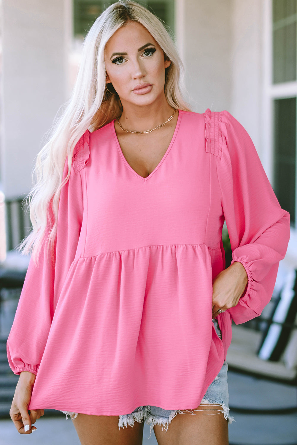 V-Neck Babydoll Top 