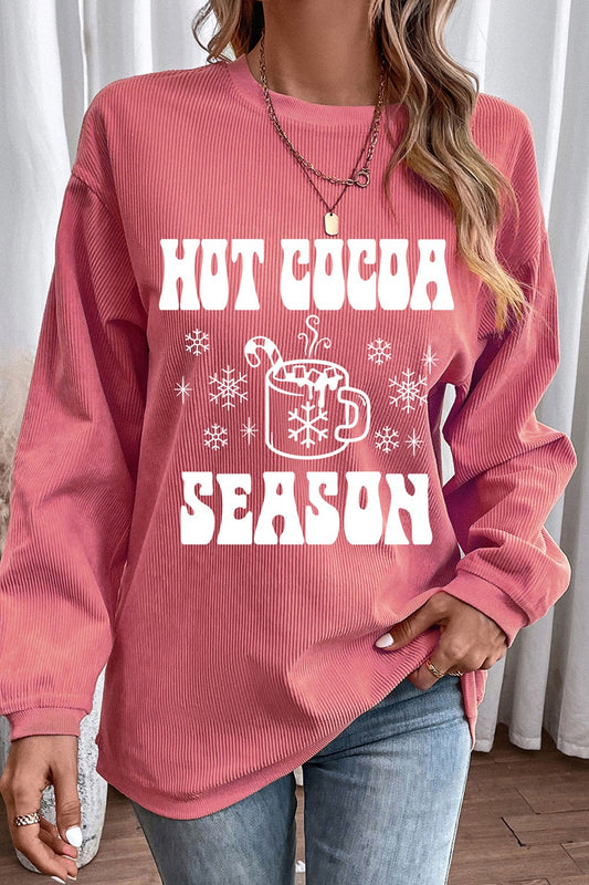 HOT COCOA SEASON Round Neck Sweatshirt - Babbazon sweatshirt