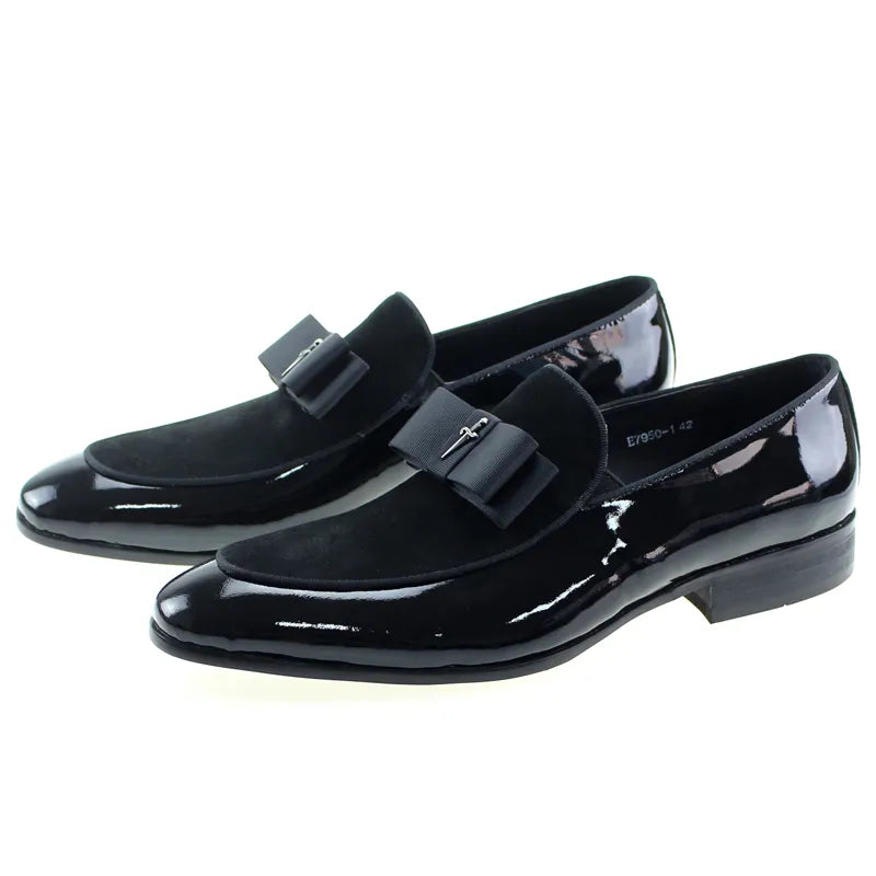 Handmade Mens Loafer Shoes Genuine Patent 