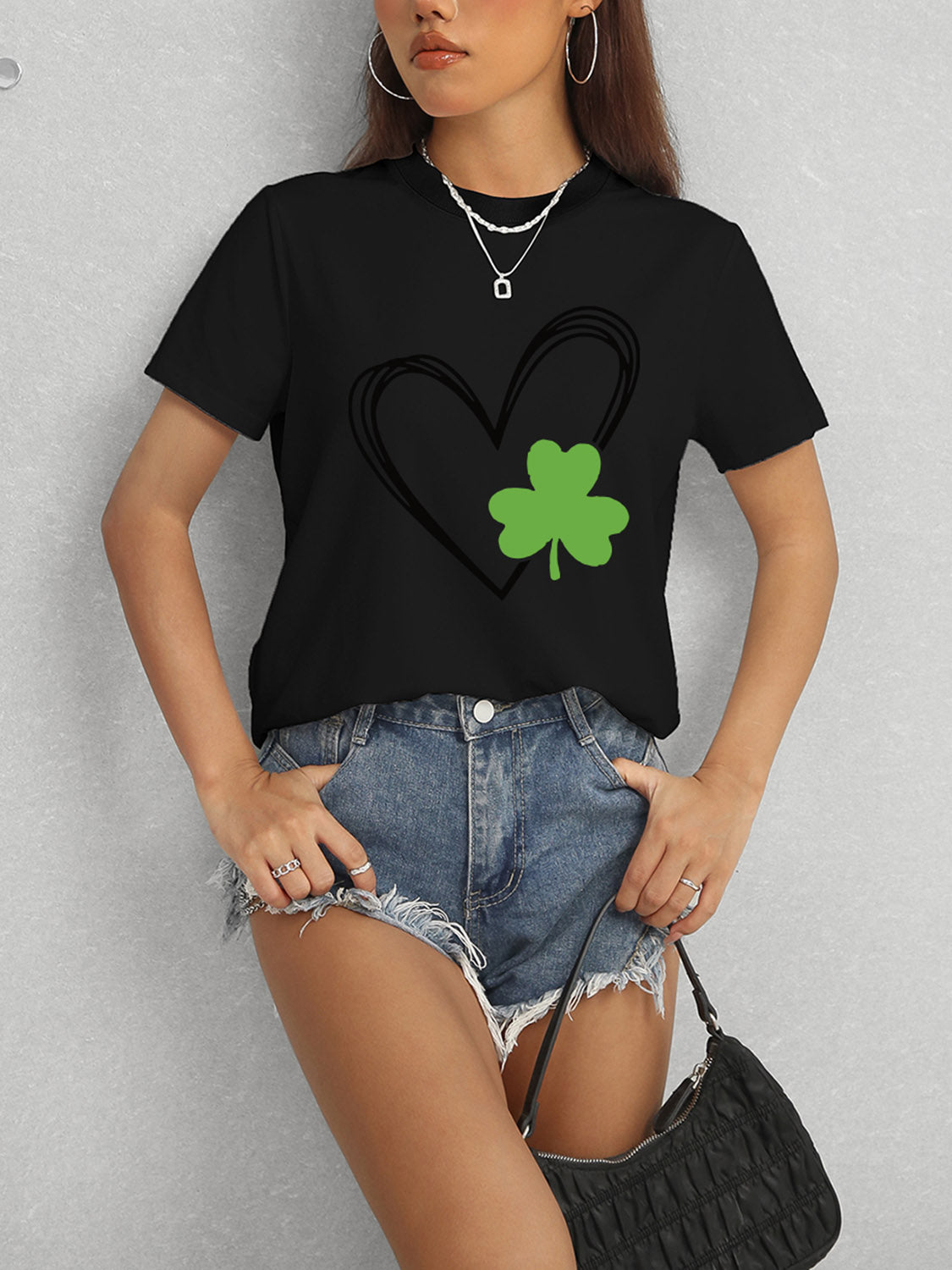 Heart Lucky Clover Short Sleeve T-Shirt 