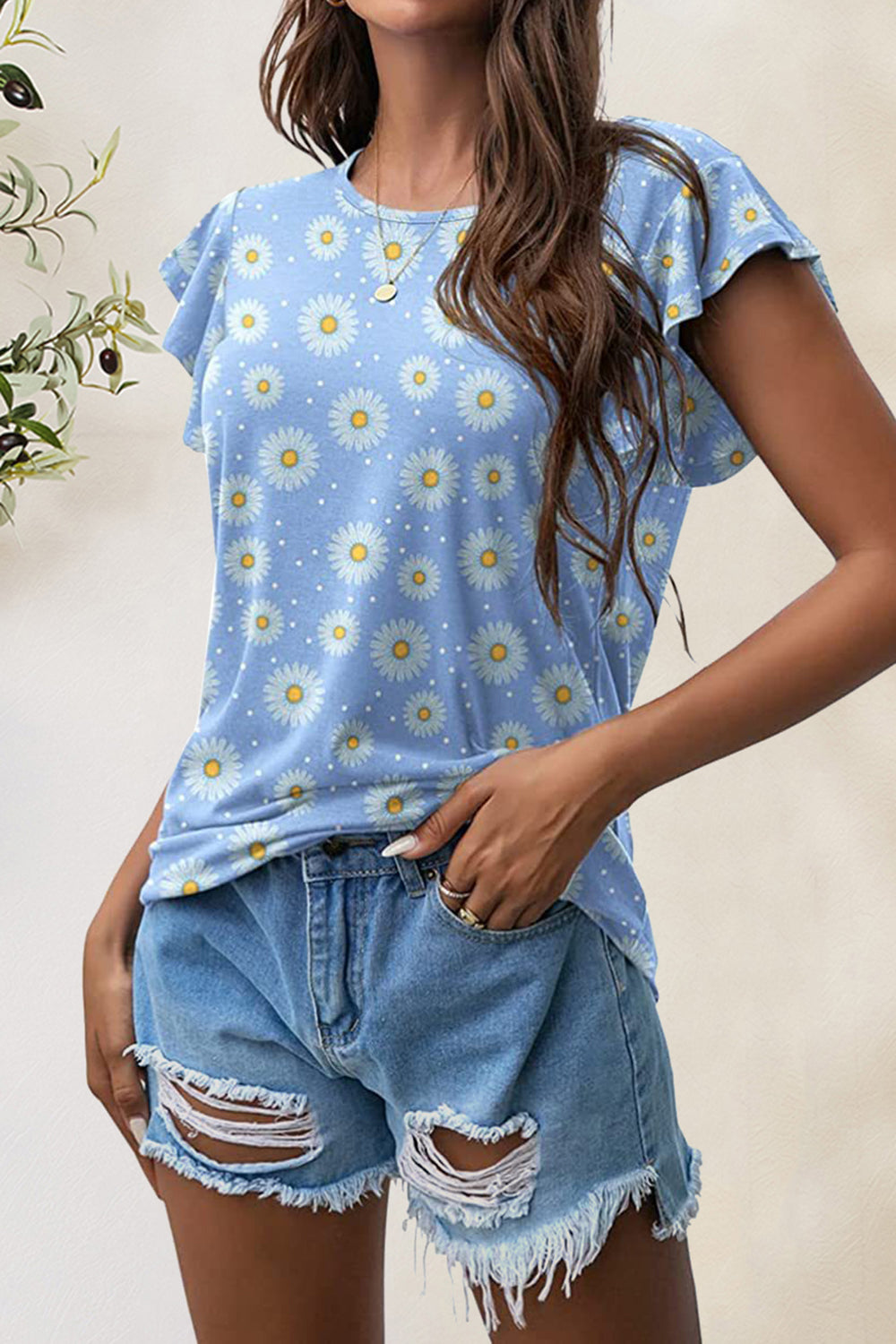 Printed Round Neck Short Sleeve T-Shirt 