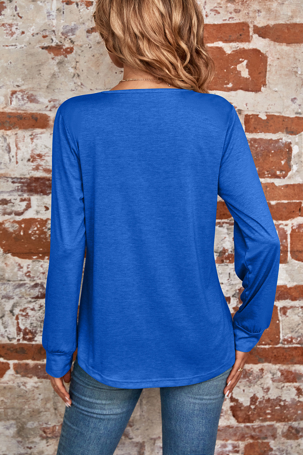 Ruched Square Neck Long Sleeve T-Shirt 