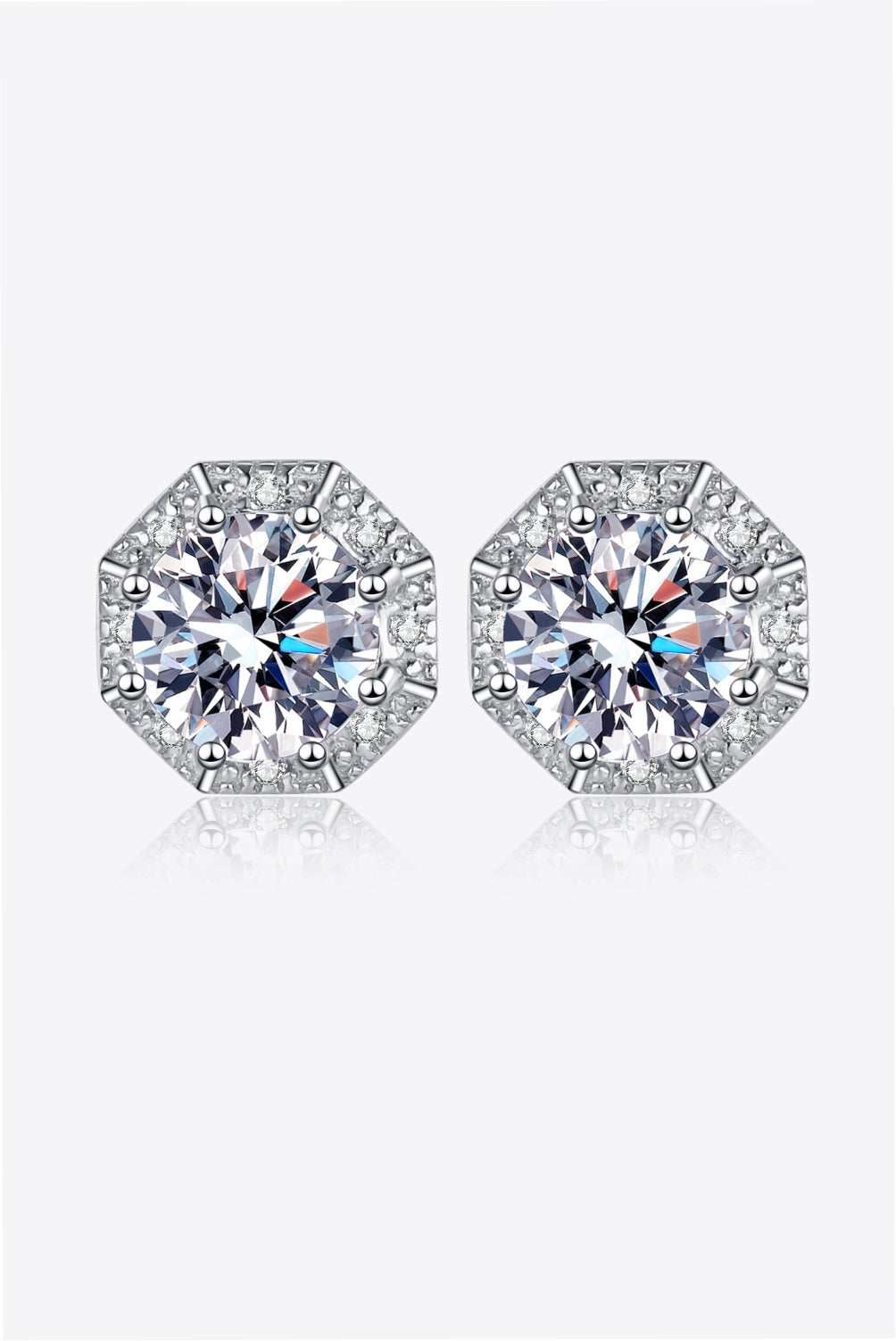 2 Carat Moissanite 925 Sterling Silver Stud Earrings 