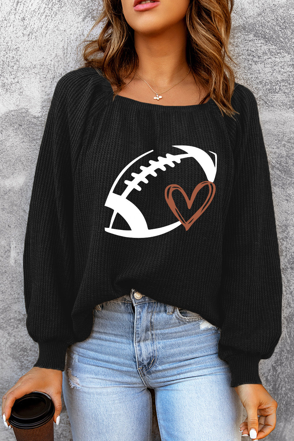 Football Graphic Ribbed Top - Babbazon Tops