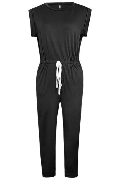 Drawstring Round Neck Sleeveless Jumpsuit 