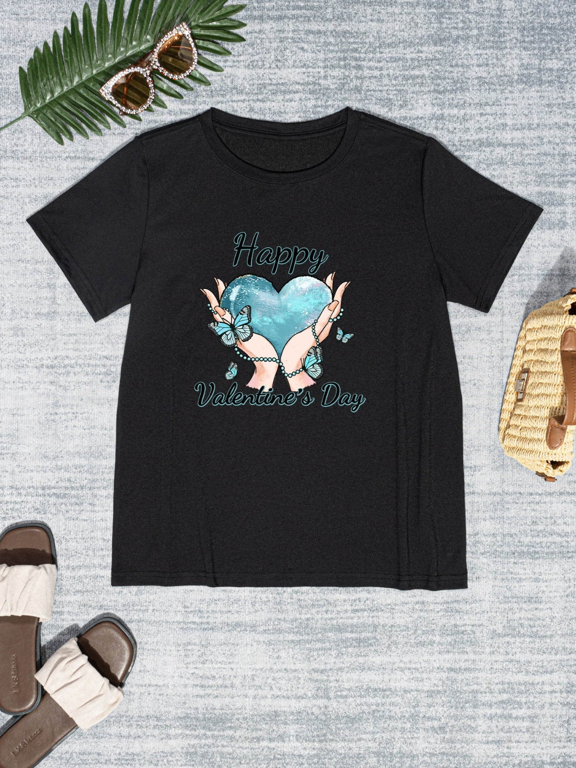 HAPPY VALENTINE'S DAY Round Neck Short Sleeve T-Shirt 