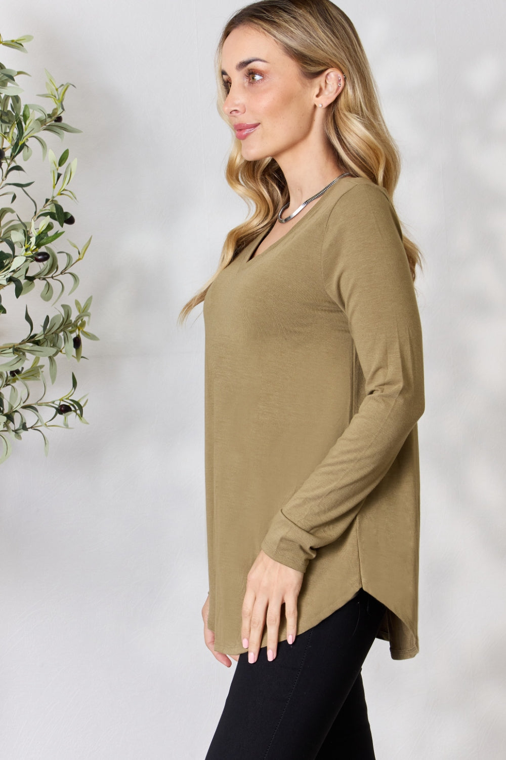 Zenana Full Size V-Neck Long Sleeve T-Shirt 