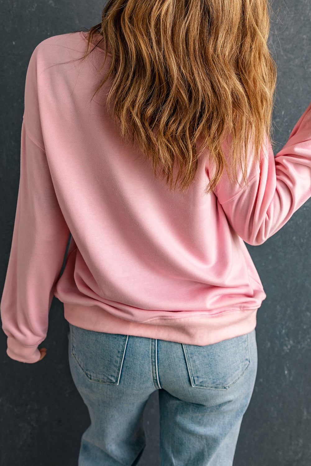 LOVER Round Neck Dropped Shoulder Sweatshirt 