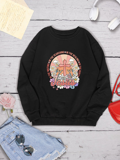 Cross Graphic Round Neck Sweatshirt