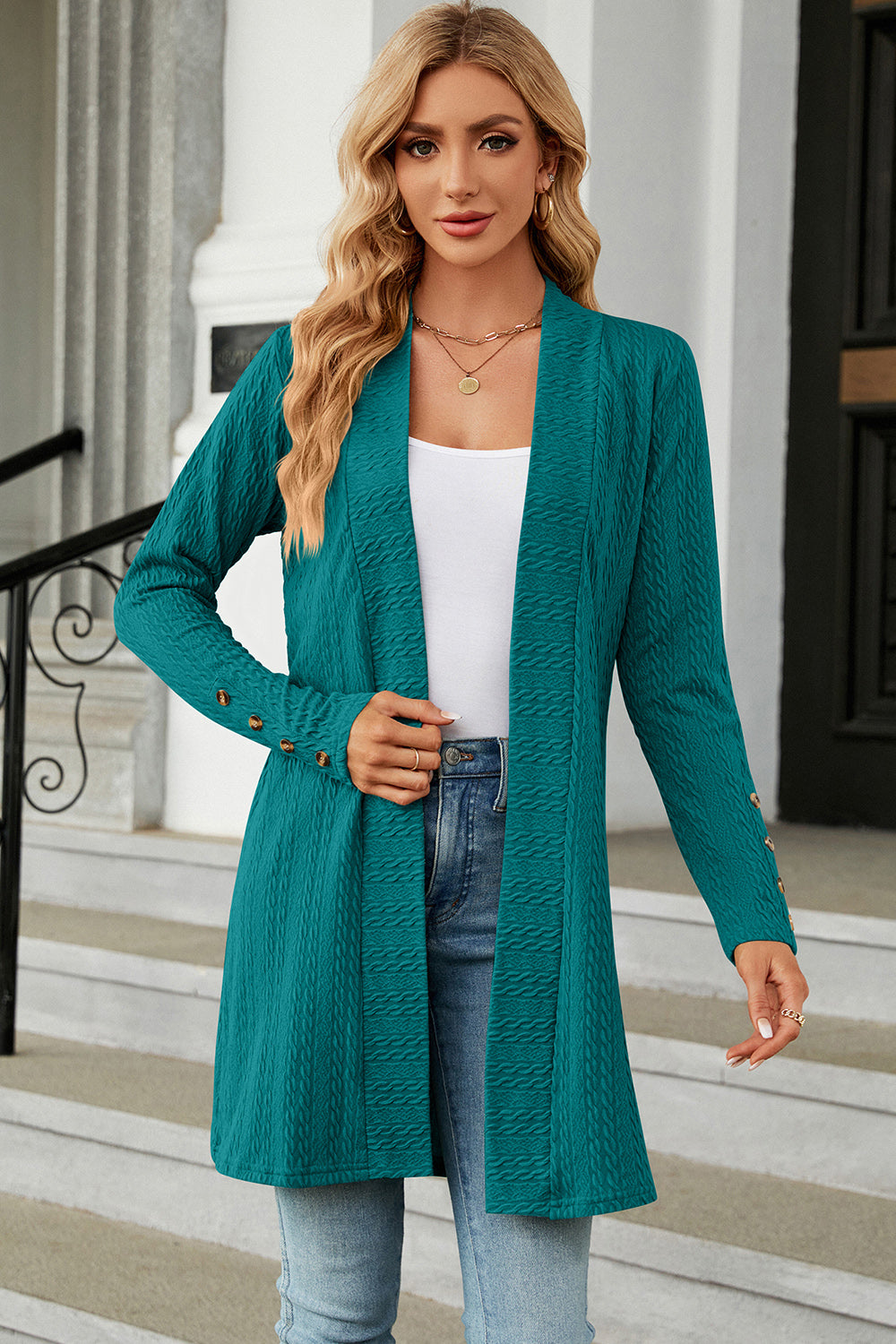 Open Front Long Sleeve Cardigan 