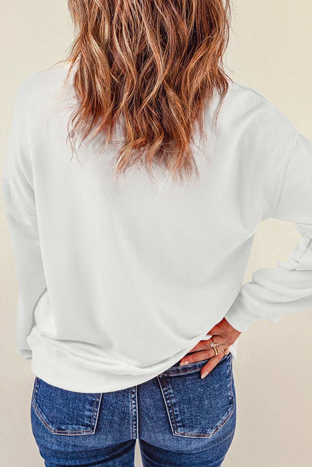 Sequin Round Neck Long Sleeve Sweatshirt 